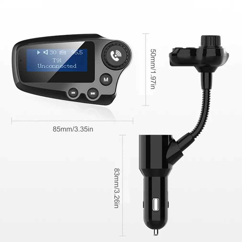 Bluetooth V5.0 беспроводной fm-модулятор Подключите 2 телефона Автомобильный MP3-плеер 3,5 мм AUX play поддержка TF USB флешка музыка