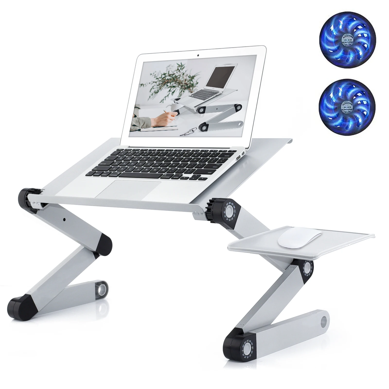 360 Degree Rotation Aluminum Bed or Sofa Laptop Desk with Cooling Fan