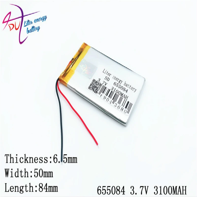 

3.7V 3100mAH 655084 655085 polymer lithium ion / Li-ion battery for GPS,mp3,mp4,mp5,dvd,bluetooth,model toy mobile bluetooth