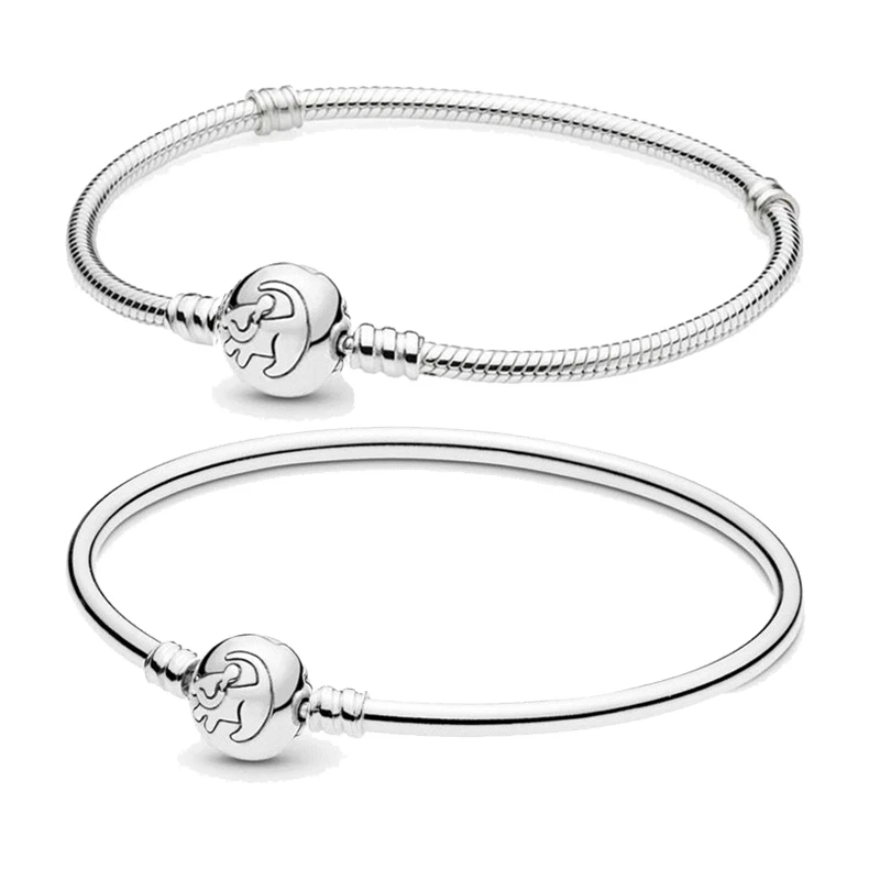 

100% Authentic 925 Sterling Silver Snake Chain Original Pans Simba Bracelet Bangle For Women DIY Europe Jewelry Birthday Gift