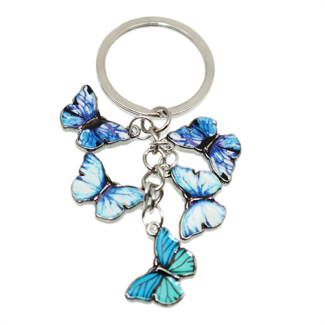 Styles Enamel Colorful Butterfly Pendant Keychain Insects Car Key Rings Women Bag Accessories Jewelry Christmas Xmas Gifts