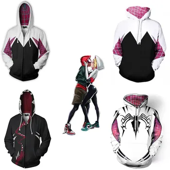 

Spider-Man: Into the Spider-Verse Gwen Stacy Hoodie Sweatshirts Cosplay Costumes Spider-Man 3D printing Zip Hoodies Jackets