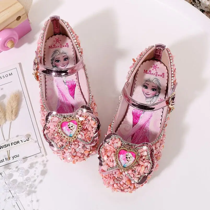 Children Princess Leather Shoes New girls high heels sequin children's shoes small and medium girls princess shoes student shoes