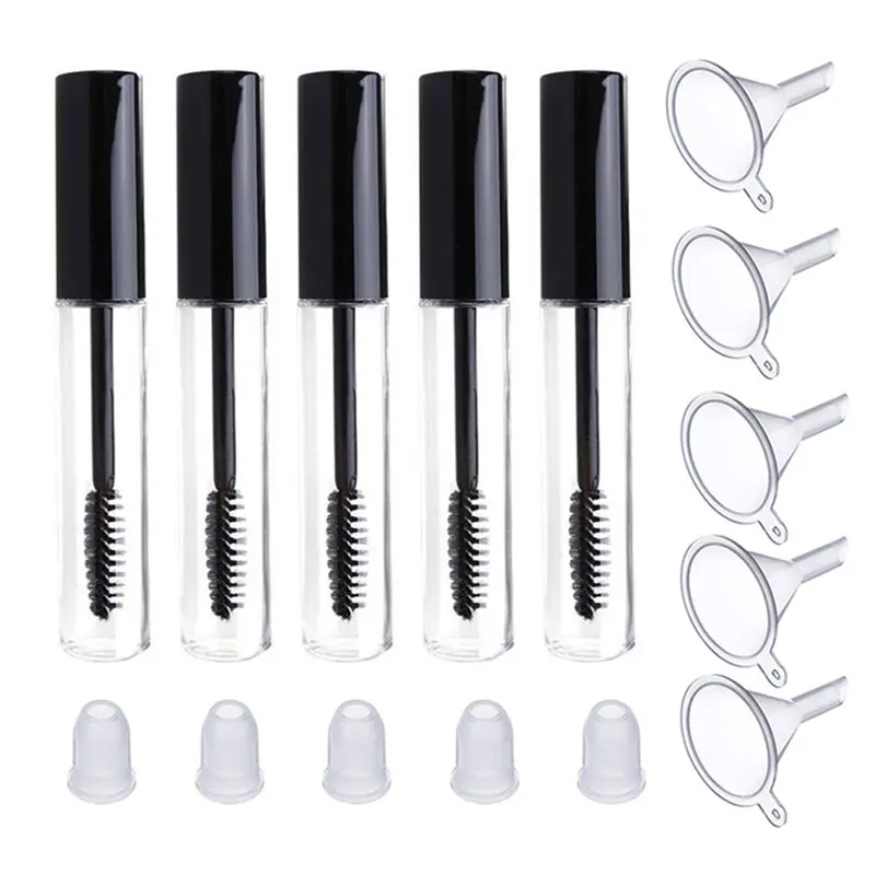 5pcs 10ml Empty Mascara Bottles+eyelash Wand Funnels And Transfer