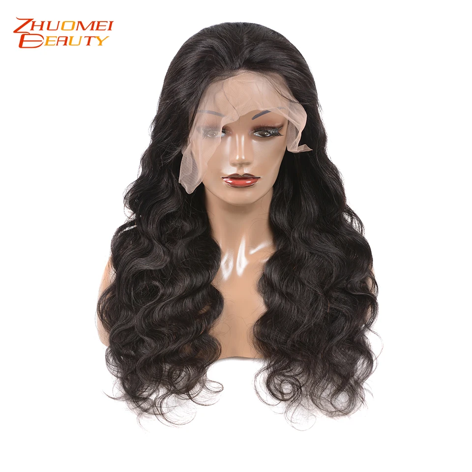 Zhuomei beauty 13*6 человеческие волосы на кружеве, парики, предварительно выщипанные 13*4 бразильские волнистые парики, 150% плотность, волосы remy, парики