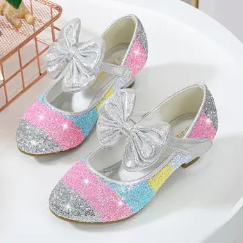 

Hot Girls Wedding Leather Shoes Spring Summer High Heels Dress Shoes Gold Pink Kids Party Shoes For Girls