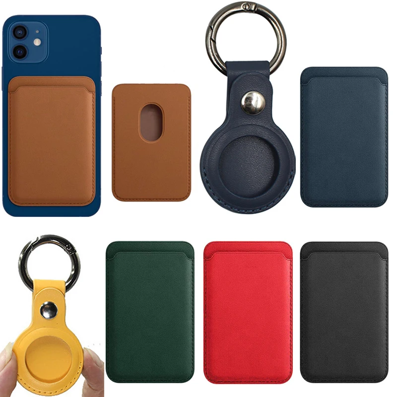 Funda trasera de cuero de lujo para iPhone, carcasa de lujo Original para Airtags 12 Pro Max, adsorción magnética para tarjetero