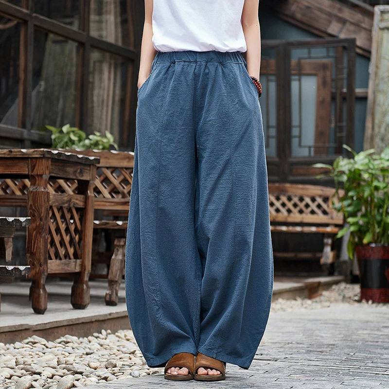 NINI WONDERLAND Spring Autumn Cotton Linen Harem Pants 2021 Women's