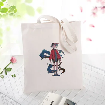 

Tote Bag Canvas Handbag Shopping Bag girl Text DIY Daily Use Custom Print Logo Eco Reusable Recycle