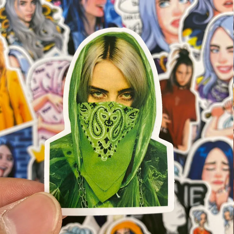 50 шт. Billie Eilish мультфильм наклейки s Водонепроницаемый чемодан «сделай сам» ноутбук гитара игрушка для скейтборда прекрасный стикеры наклейка