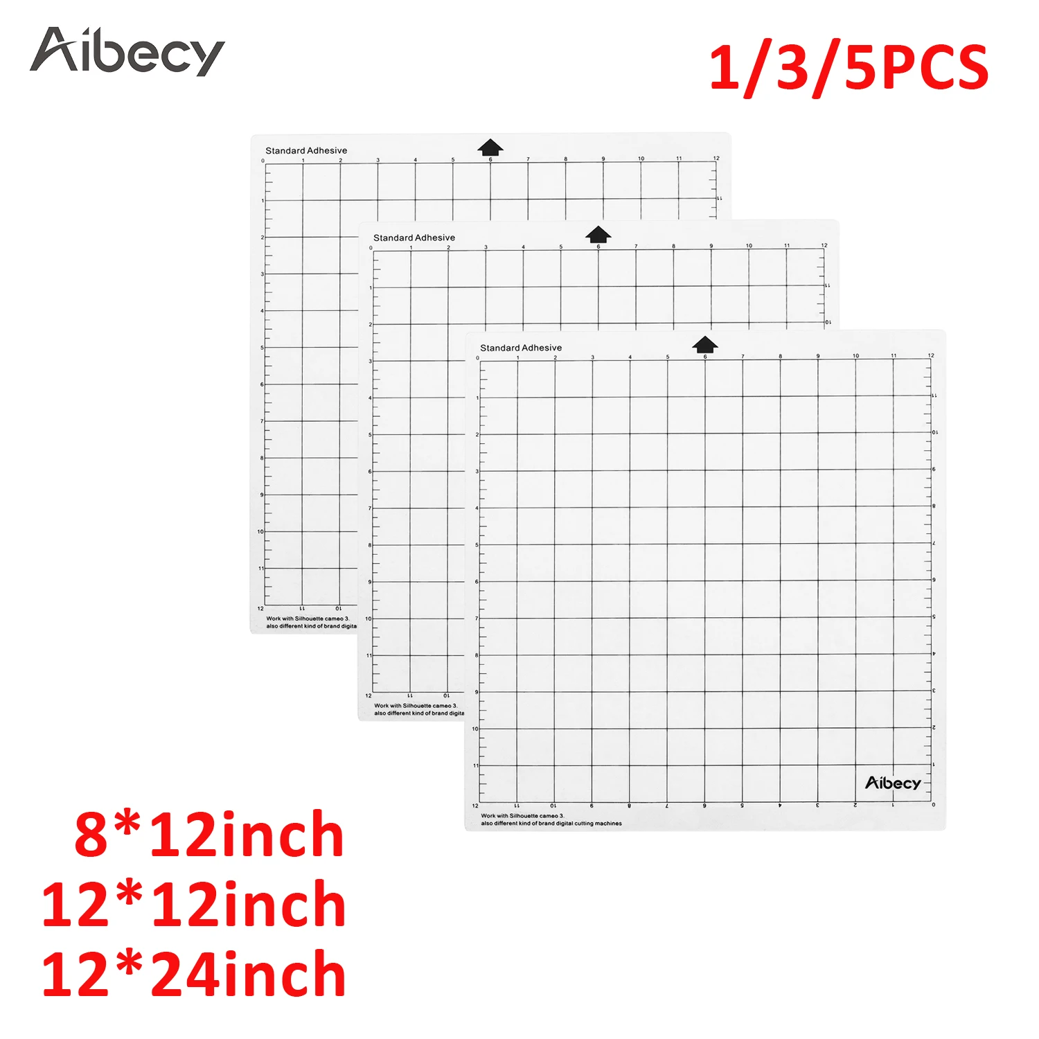 Cutting Mat Cutting Pad 1/3/5PCS Cutting Machine Special Pad 12" Measuring Replacement PP Adhesive Mat+Film Cover for Silhouette Cameo Plotter Machine