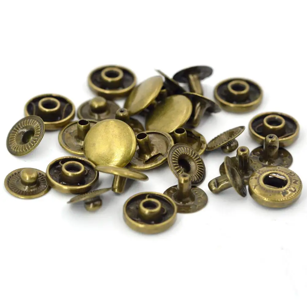 WUTA 20set Solid Brass Snap Buttons Snap Fasteners Kit Metal Press