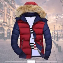 Сращивание Цвет толстый пуховик для мужчин плюшевое пальто с капюшоном лоскутное длинный рукав спортивный костюм пальто Chaqueta Hombre мужские пуховики