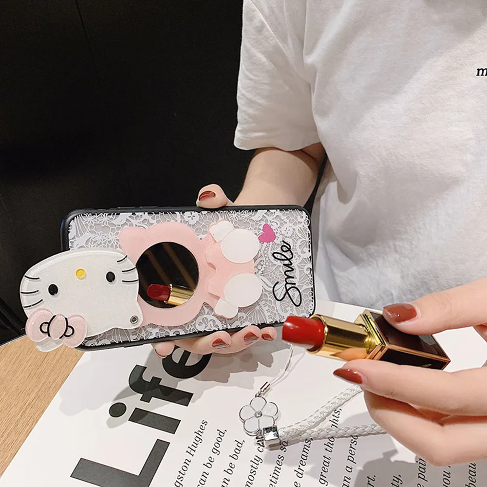 Модные 3D Kitty стильная футболка с изображением персонажей видеоигр зеркальный чехол для телефона для samsung Galaxy S10 плюс S10lite S9 S9plus S8 S8plus S7edge S6 чехол KONSMART
