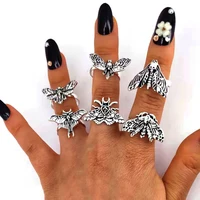 hzew 5pcs Resizable Death Head Skull Butterfly Moth Ring Creativity Gift For Women Men 2