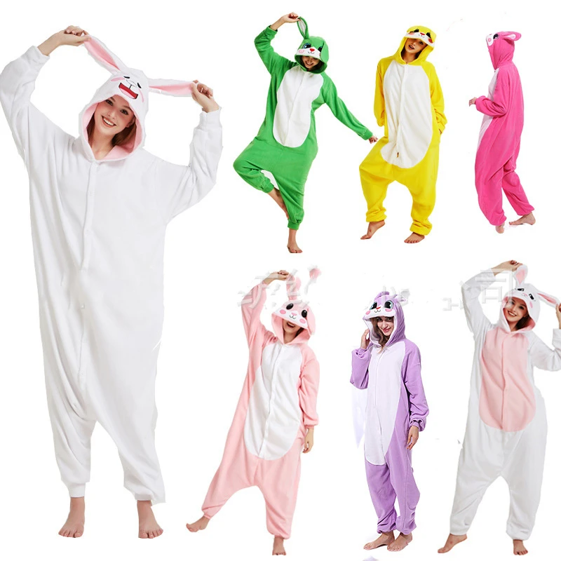 19 新冬コスプレ衣装ハロウィンパーティーパジャマ Onsies ウサギの動物かわいいおかしい暖かいユニセックスカップル着ぐるみパジャマ Aliexpress