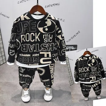 

WLG Boys Clothes Kids Boutique Outfits Spring Autumn Letter Printed Hoodie and Pant Set Baby Boy Fashion Clothes for 2-6T