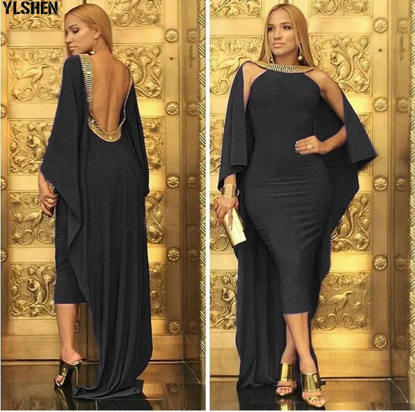 African Dresses for Women Sexy Nail Bead Backless Gown Evening Party Dress African Clothes High Quality Robe Femme Africa Dress 04