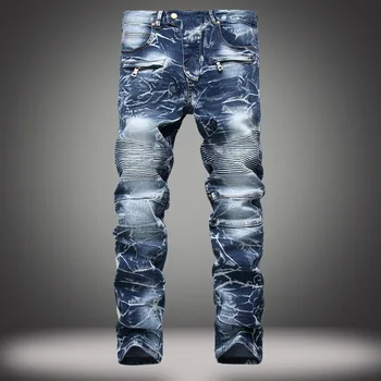

Jeans Male Nostalgia Locomotive Jeans Directly Tube Tide Male Personality Trousers