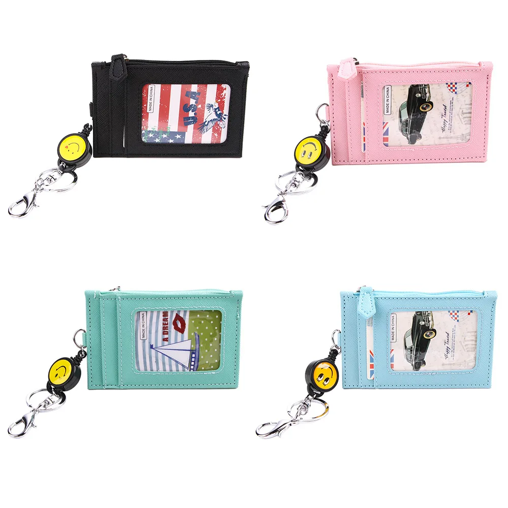 

Trendy Leather Mini Women Card Holder Keyring Cute Credit ID Card Holders Key Ring Wallet Case Change Coin Purse Keychain