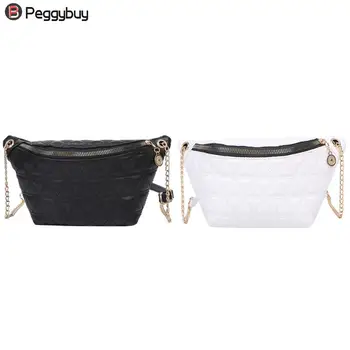 

Fashion Waist Bag PU Leather Women Fanny Pack Lattice Pattern Solid Color Phone Zipper Waist Crossbody Chest Bag