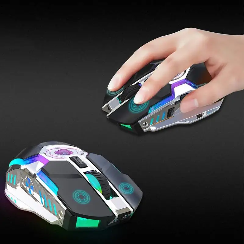 ZERODATE T30 Mechanical Wireless 2.4G 7 Button 2400DPI Mouse w/USB Receiver RGB streaming effect FOR game and office