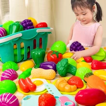 DIY Pretend Play Toys Doll Miniature Food Kitchen Cakes Cutting Fruits and Vegetables Educational Games Children Toys for Girls