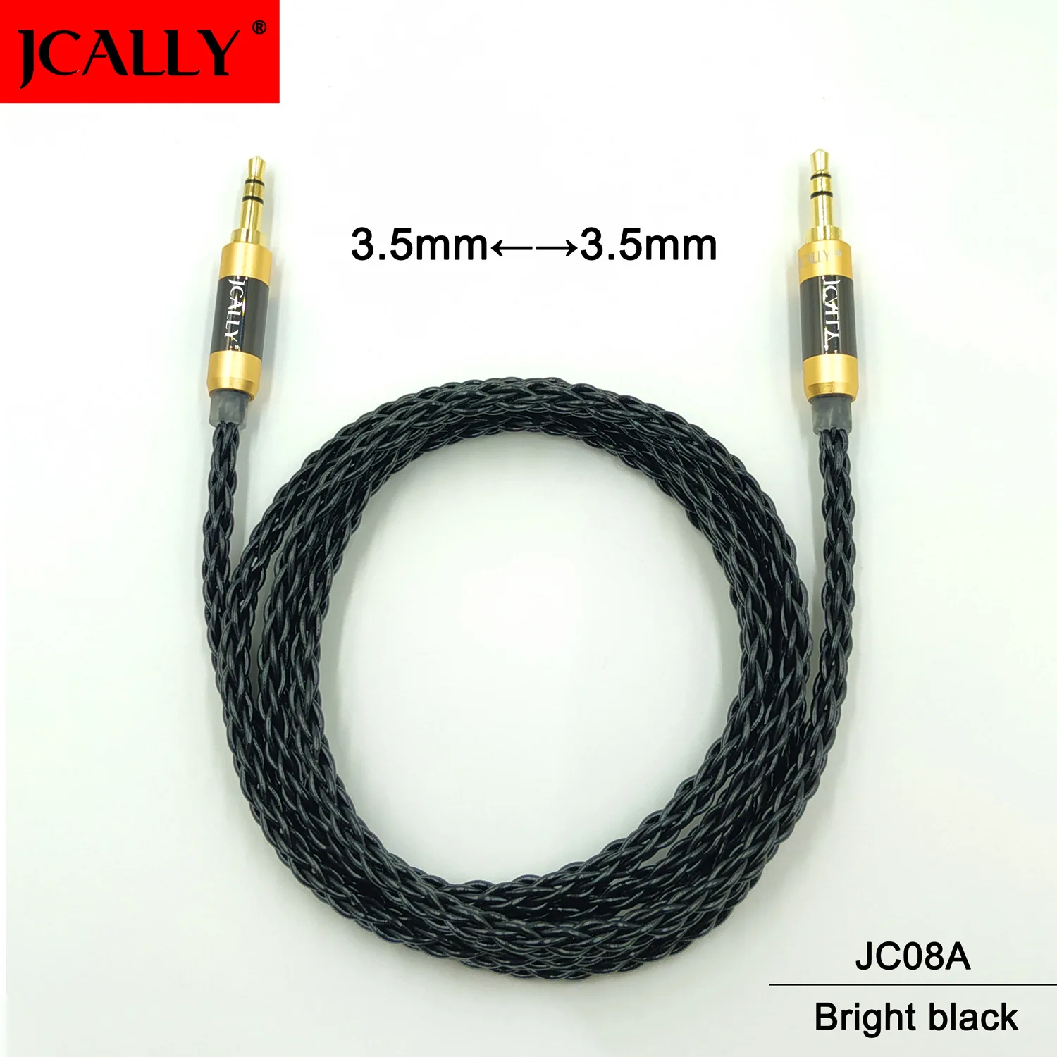 JCALLY JC08A бескислородное медное покрытие 3,5 пар 3,5 пара линия записи обновление линии AUX аудио кабель - Цвет: Bright black
