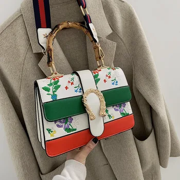 

New female fashion handbag in Europe and the female bag embroidered bag bamboo dionysian bales aslant