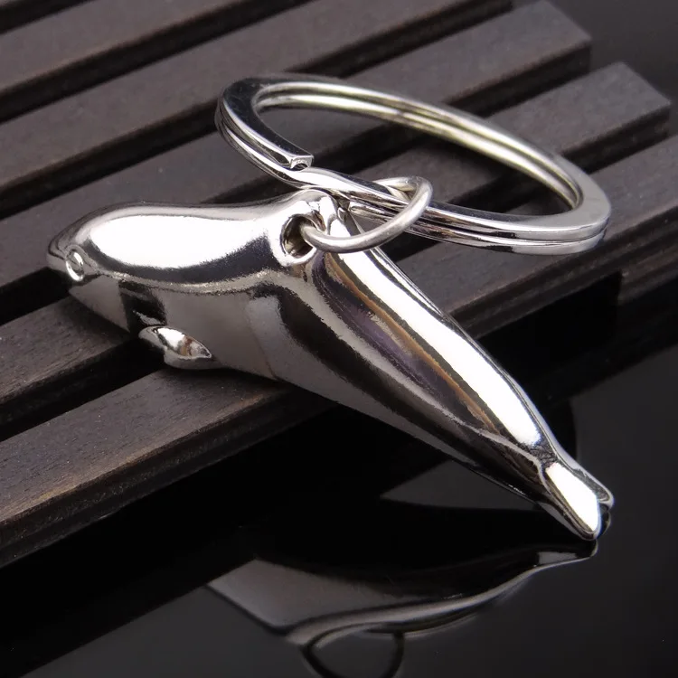 Lovely 3D Cartoon-dolphin Pendant Key Ring Metal Chain Silver color Men Car Gift Souvenirs Keychain ocean-sea-Animal-fish | Украшения и