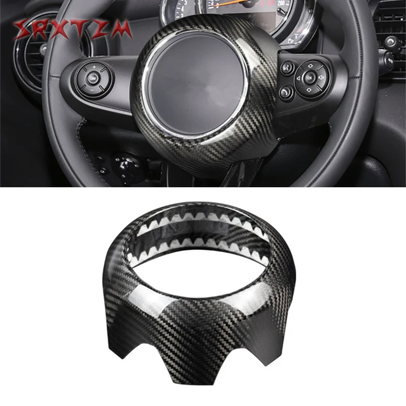 For Mini Cooper R55 R56 R60 R61 Carbon Fiber Steering Wheel Sticker Cover Trim 