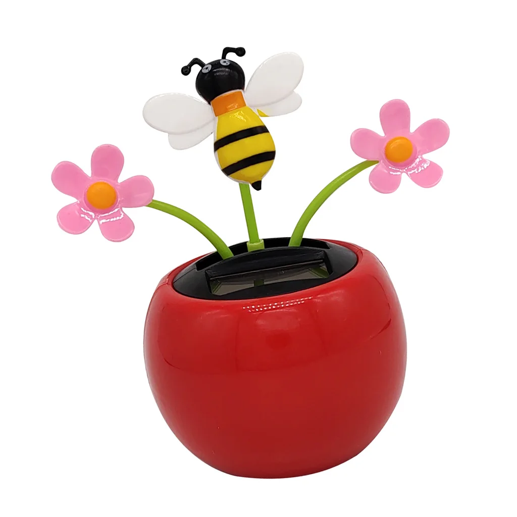 Cute Flower Honeybee Solar Powered Dancing Doll Home Car Ornament
