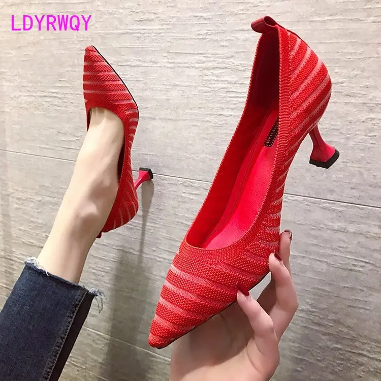 New stiletto pointed high-heeled shoes Plastic  PU  Thin Heels  Basic  Casual  Slip-On  Plastic