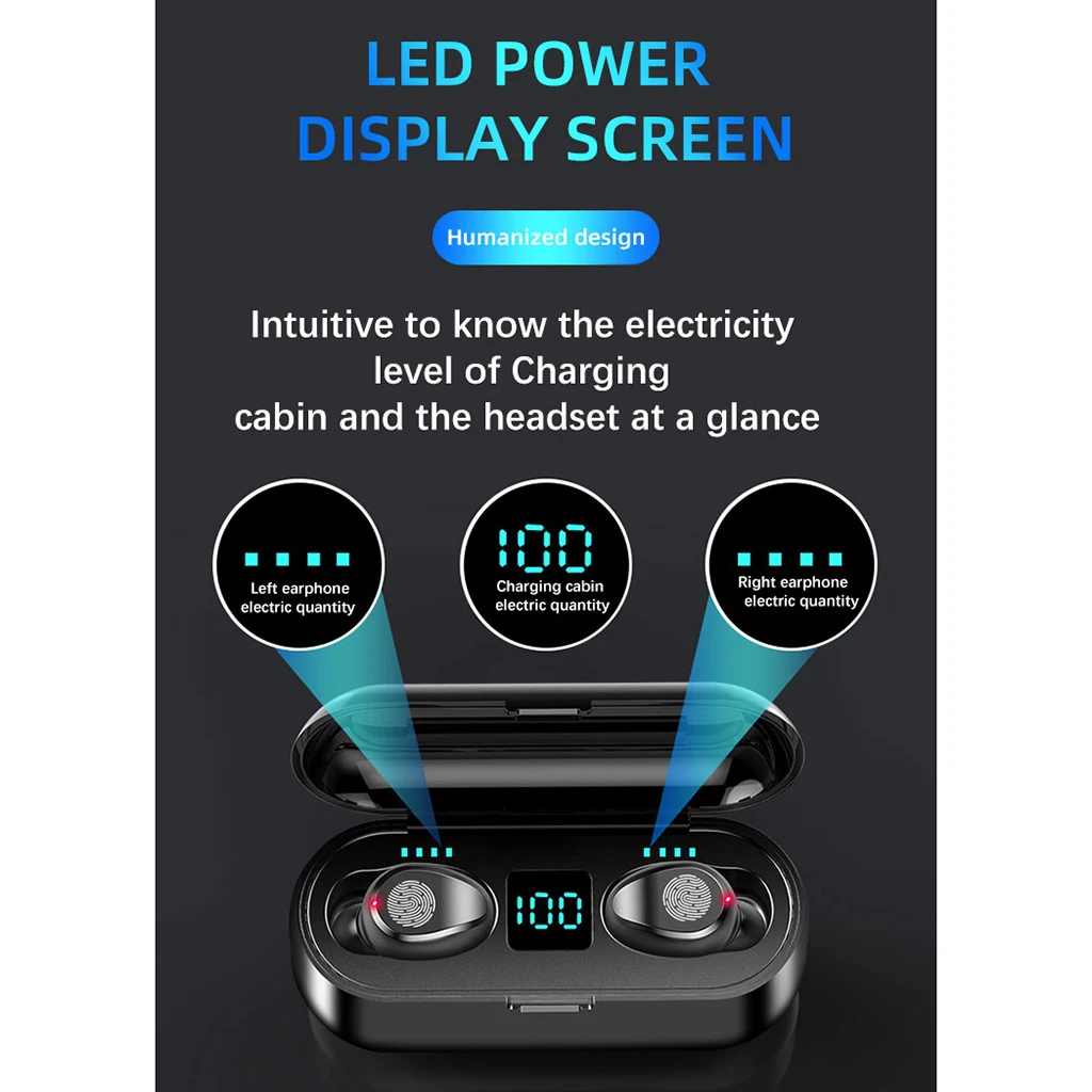 Bluetooth V5.0 Earphones Wireless Headphones With Microphone Sport Waterproof Headsets Earbuds 2200mAh Charging Box For Android