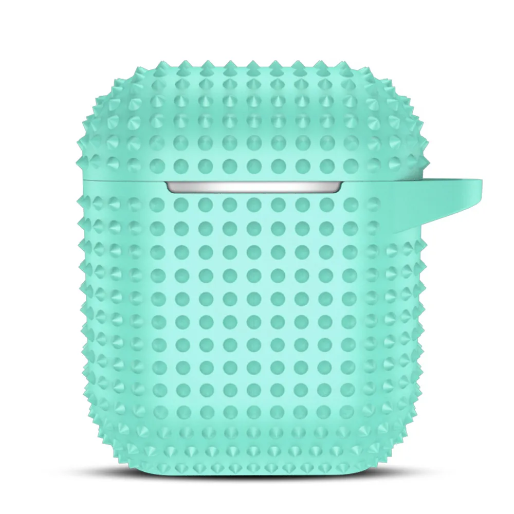 Cyan Силиконовый Bluetooth беспроводной чехол для наушников для AirPods панк-рок с заклепками защитный чехол Аксессуары для Apple Airpods 2 Чехол - Цвет: Cyan