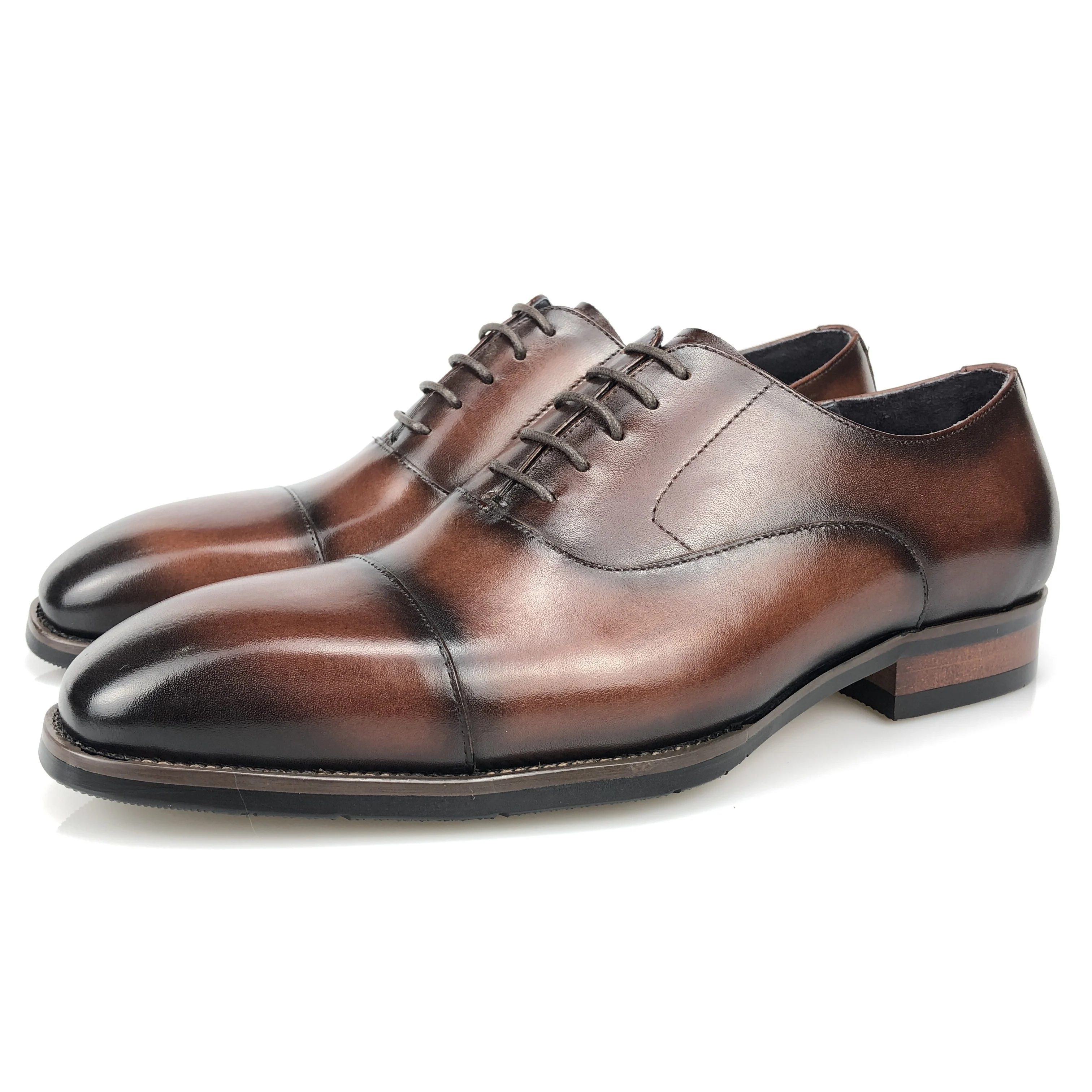 Phenkang Men Italian Wingtip Genuine Leather Oxford Shoes Pointed Toe Lace-Up Dress Wedding Business Mens Platform | Обувь