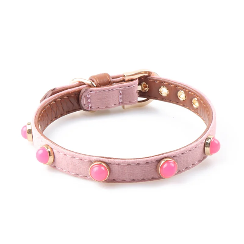 Розовый Small Dog Cat Collar Necklace Bling Cat Eyes Accessories Small Dogs Cats Girl-Teacup Yorkie 4 Colours 2 Sizes - Цвет: Розовый