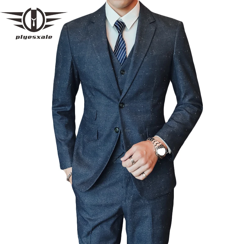 Plyesxale Slim Fit смокинг костюмы жениха для мужчин Свадебные Элегантные Мужские