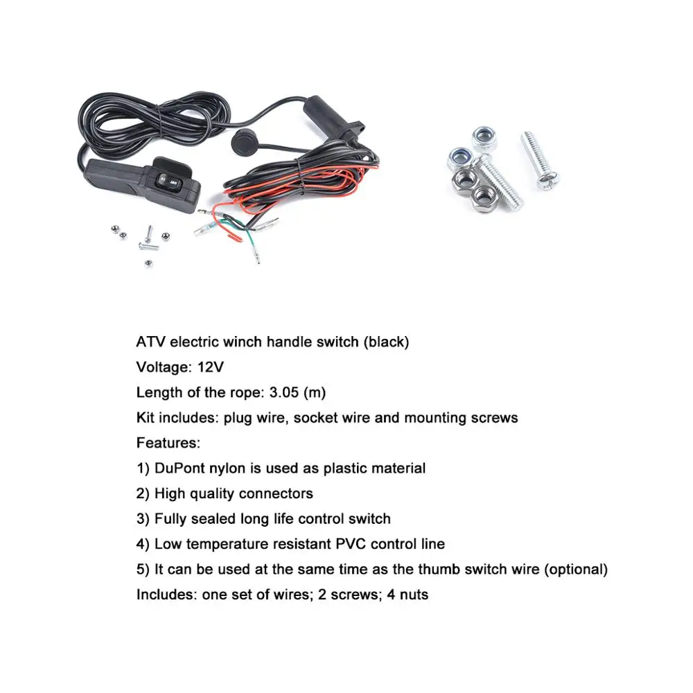 12V Пластик Лебедка для ATV UTV кулисный переключатель органы управления рулем линия Наборы электрическая лебедка ручки переключателя(черный
