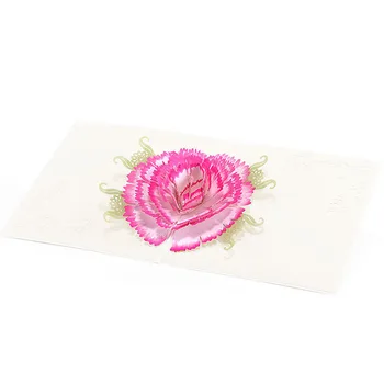 

Color Printing Carnation Flowers 3D Up Greeting Card Envelope Postcard Hollow Carved Handmade Card Gift