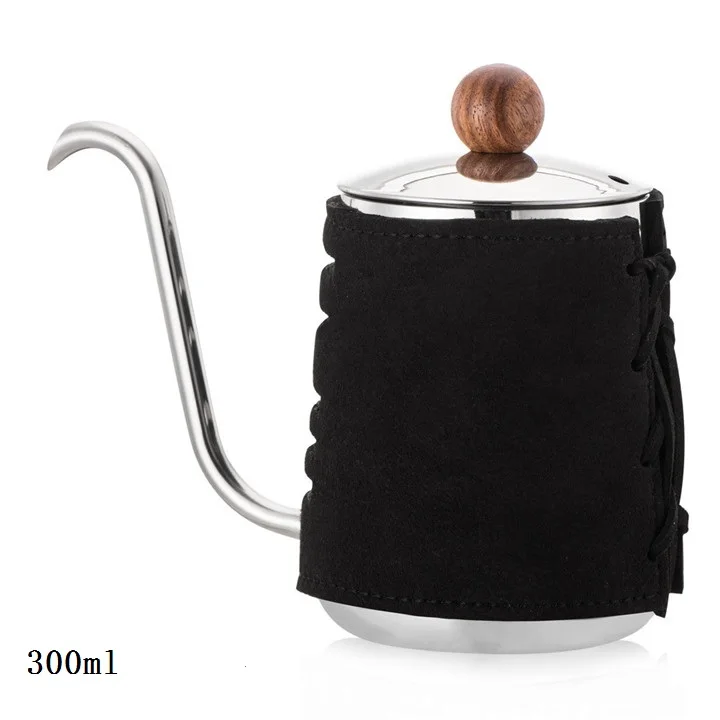 VOGVIGO из нержавеющей стали безрукавный анти-горячий кофейник капельный чайник 0.3L/0.5L кофеварка с гусиным носиком заварник для кофе, чая - Цвет: 300ml black