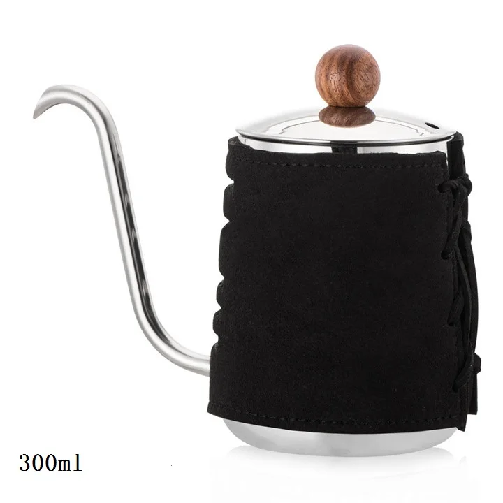300ml black VOGVIGO из нержавеющей стали безрукавный анти-горячий кофейник капельный чайник 0.3L/0.5L кофеварка с гусиным носиком заварник для кофе, чая - Цвет: 300ml black