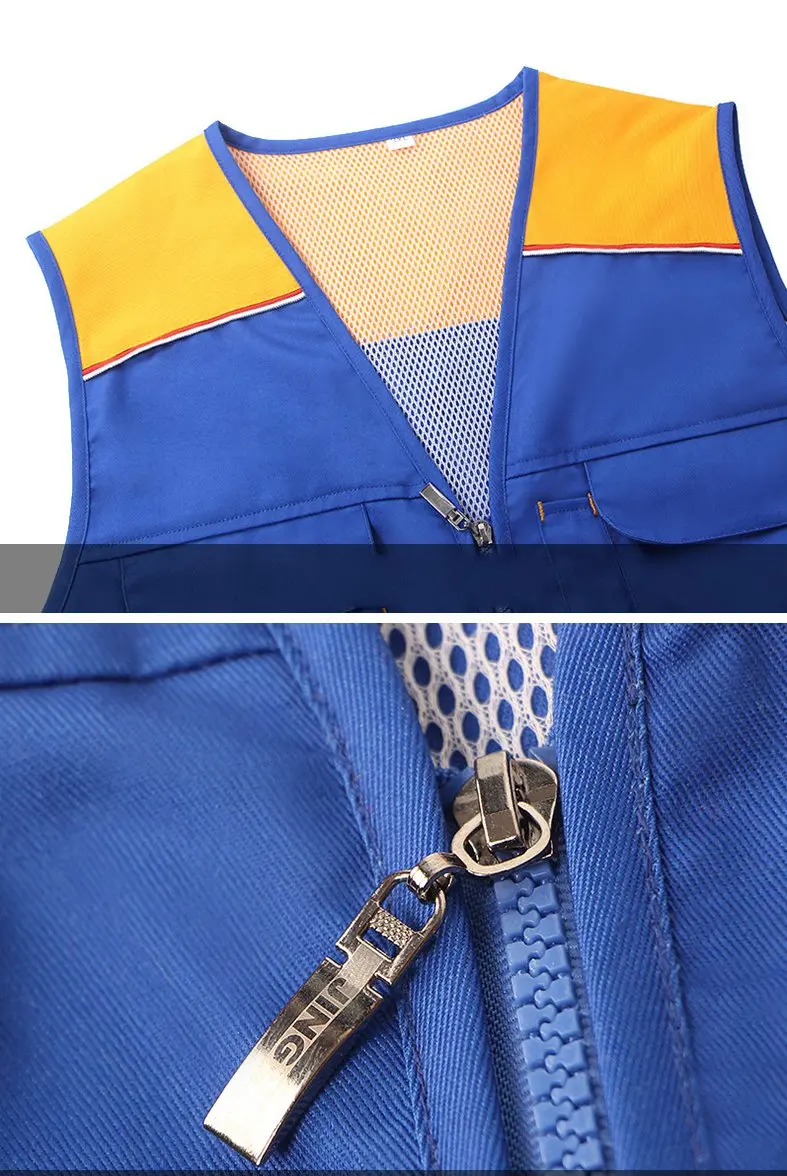 Warm Work Vest Multi Pockets Antistatic Fashion Multicolor Workshop Safety Labor Protection Metal Zipper Comfortable Work Vest