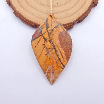 

Wholesale 1Pcs Geometric Natural Stone Multi-Color Picasso Jasper Carved Leaf Pendant Jewelery Accessories 48x27x4mm 8g
