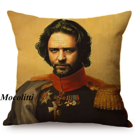 Military Generals Oil Painting Art Decorative Throw Pillow Case Celebrity Star General Costume Design Bedroom Sofa Cushion Cover K177-19