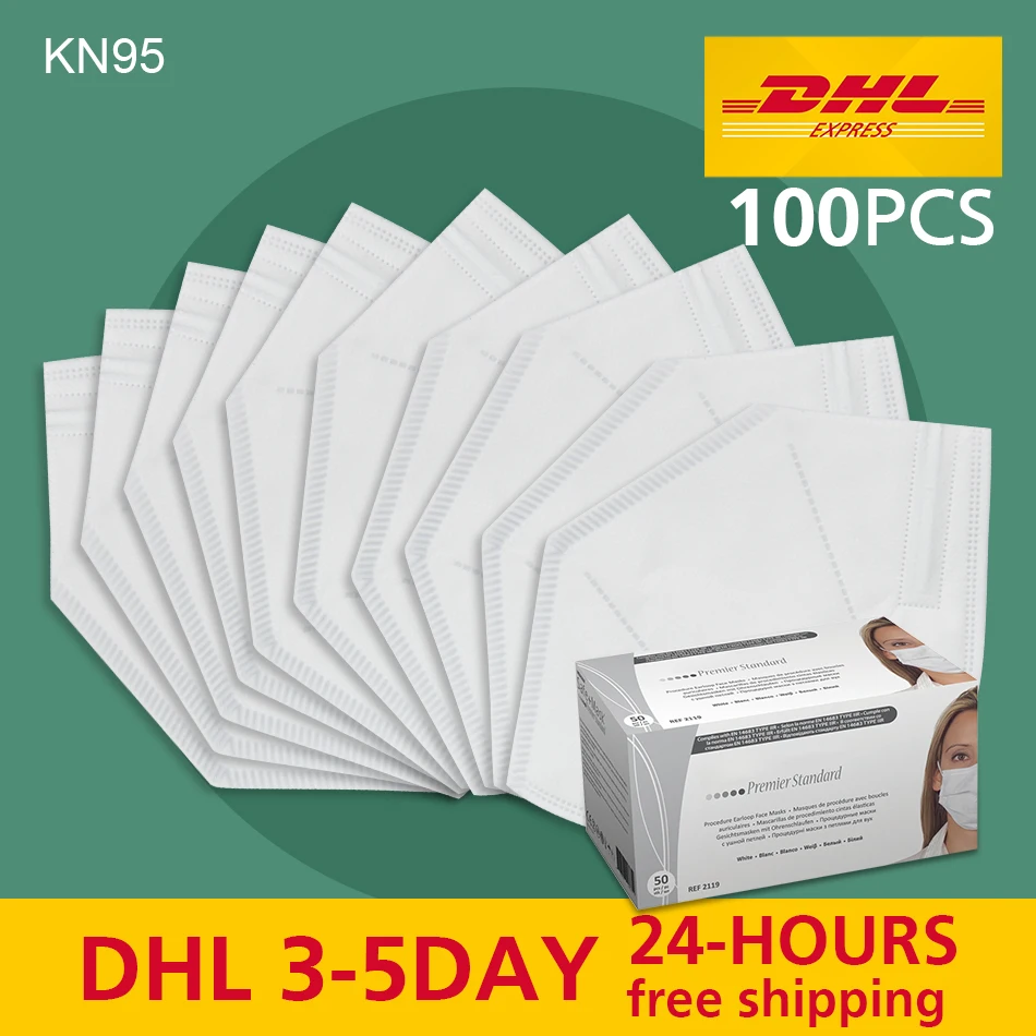 

100PCS Disposable KN95 Mask Soft Protective Mask Safety Masks as N95 FFP2 Protection level 95% Filtration Masks