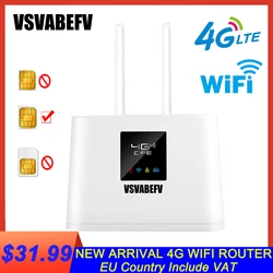 Routeur 4G Wi Fi Débloqué Routeur Wi Fi 4G avec emplacement pour carte SIM Routeur sans fil 150Mbps 2PCS Antennes externes Port WAN / LAN TVA incluse 