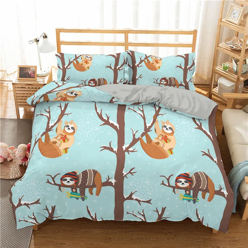 ZEIMON Cartoon Bedding Set 3D Sloth Printed Duvet Cover Set 2/3pc Bedclothes With Pillowcase Bedspreads For Home Textiles