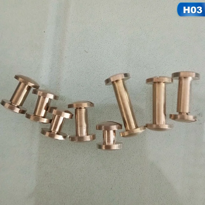 HOT 10pcs 5mm/6.5mm/8mm Luggage Leather metal Craft Solid Screw Nail Rivet Double curved Head Belt/strap Rivets Book screws