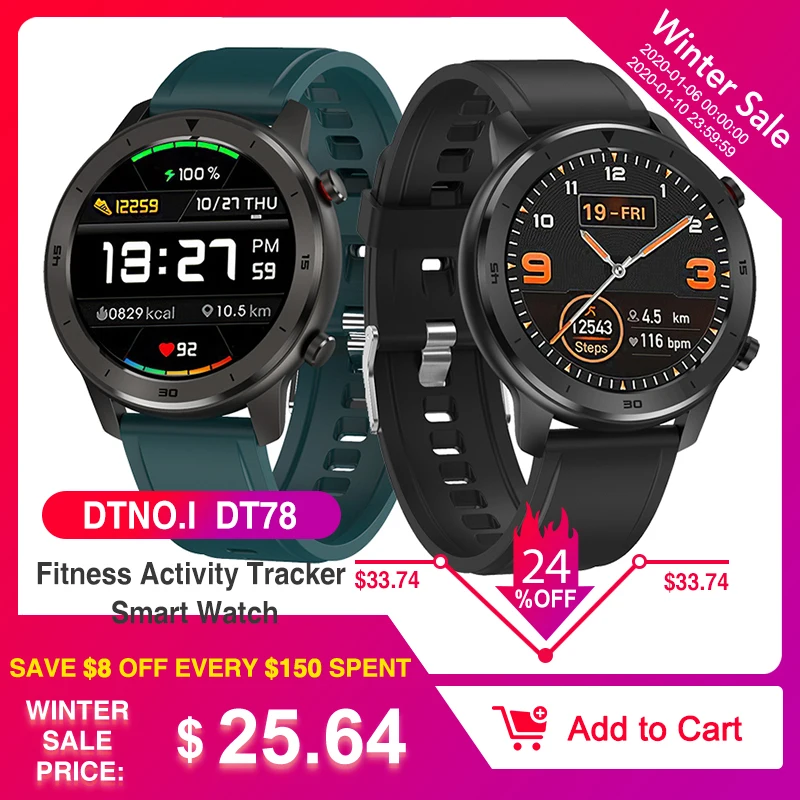 DT Nr. 1 DT78 Runde Touch Control Smart Watch 14 Multi Watch Gesichter Smartwatch Armband Fitness Activity Tracker Männer Frauen Wearable Devices Band Pulsmesser Informationen Push Call Reminder